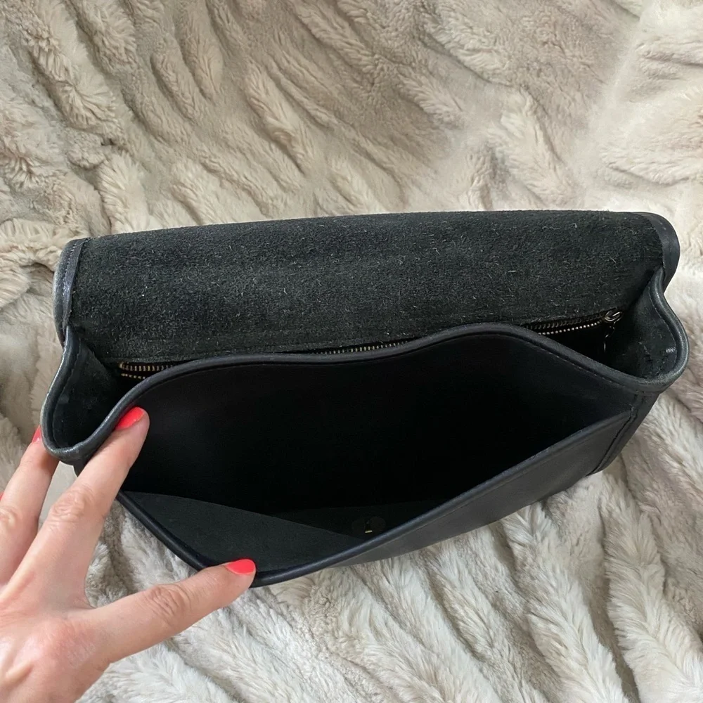 Vintage Coach Black Leather Convertible Clutch No Strap